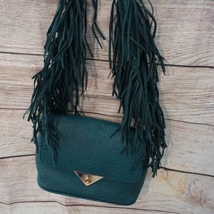 Turquoise boho fringe purse
